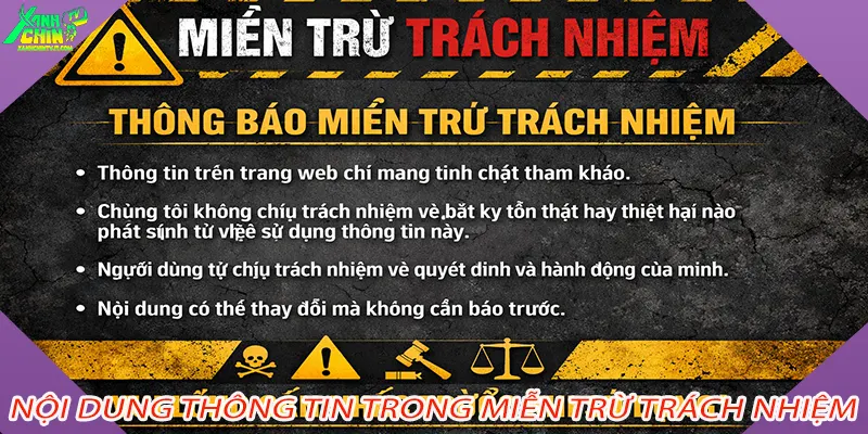 Nội dung thông tin trong Miễn trừ trách nhiệm